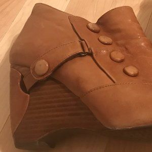 MizMooz - Brown Leather- wedge heel